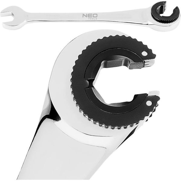Neo Tools Chiave Ad Anello A Cricchetto | Chiave A Cricchetto Combinata Con Cricchetto In Acciaio Al Cromo Vanadio - Chiave A Cricchetto Combinata Misura 19 Mm-image