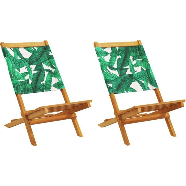 Vidaxl Sedie Da Giardino 8 Pz. Pieghevoli In Tessuto Verde E Legno Massiccio-image