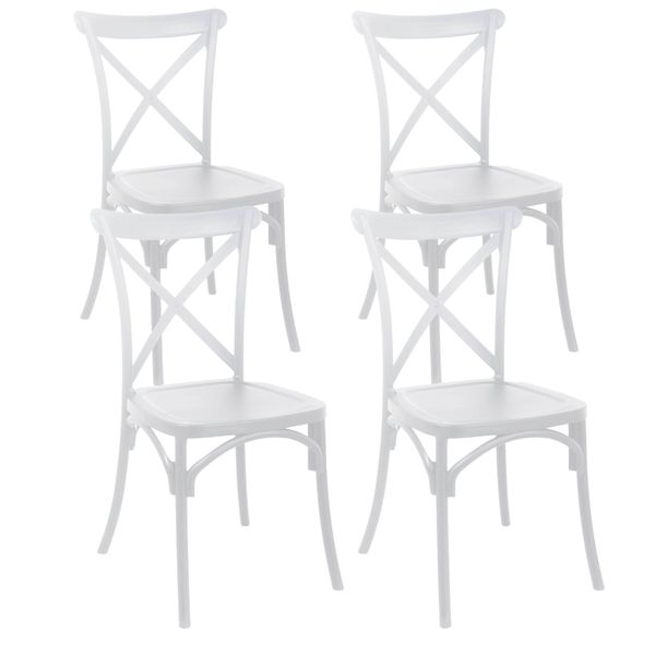 Set Di 4 Sedie Da Giardino In Plastica Bianca - Oviala Dublin-image