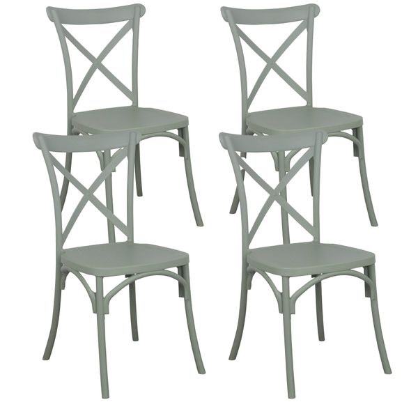 Set Di 4 Sedie Da Giardino In Plastica Verde Salvia - Oviala Dublin-image