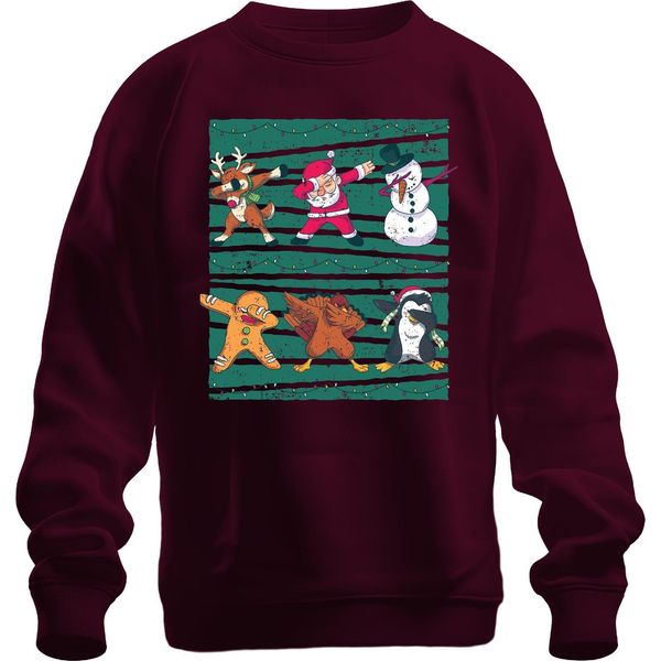 Renna Babbo Natale Pupazzo Di Neve - Regalo Di Natale Maglione Di Natale Unisex, Borgogna, Xxl-image
