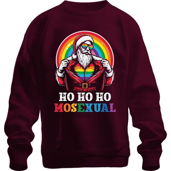 Ho Ho Ho Hosexual Lgbtq Santa - Regalo Di Natale Maglione Di Natale Unisex, Borgogna, 3XL-image