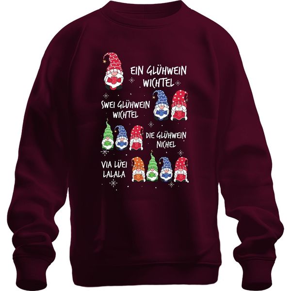 Gnomo Del Vin Brulè Gnomo Elfo Divertente - Regalo Di Natale Maglione Di Natale Unisex, Borgogna, S-image