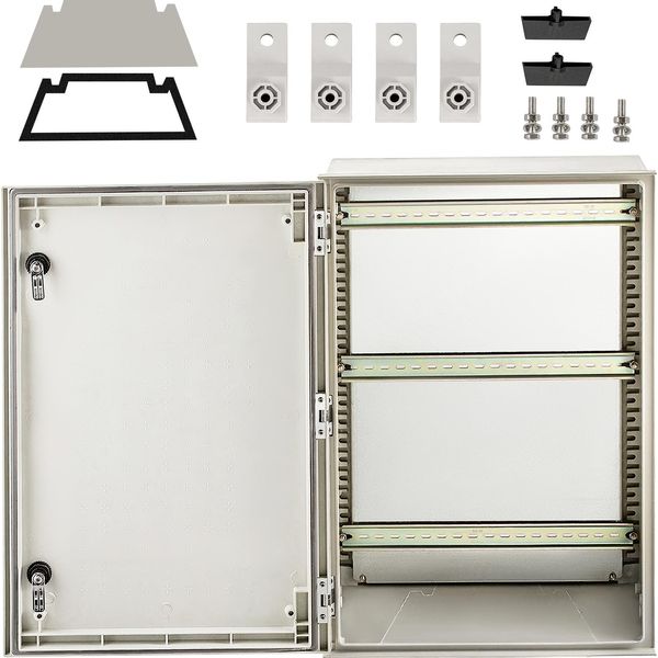 Succebuy Contenitore Nema In Acciaio, 60 X 40 X 23 Cm, Scatola Di Controllo Nema 4X In Fibra Di Vetro, IP66 Impermeabile E Antipolvere, Scatola Di Giunzione Per Interni/Esterni Con Piastra Di Montaggio-image