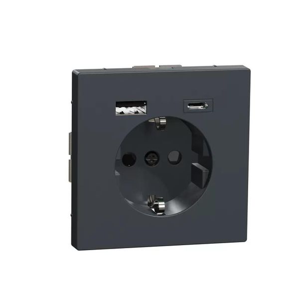Merten MEG2367-6034 Presa Di Corrente Con Contatto Di Terra E Caricatore Usb Antracite, System Design-image