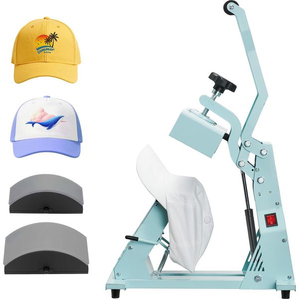 Succebuy Pressa Per Cappelli Con 2 Piastre Riscaldanti Intercambiabili (16 X 6,5 Cm / 16 X 8 Cm), Pressa Per Berretti Con Controllo Preciso Della Temperatura E Del Tempo, Pressa Per Berretti, Fasce E Maschere Per Il Viso-image