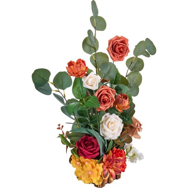 Succebuy Composizioni Di Fiori Artificiali, Set Di 4, 450X250X250 Mm Decorazioni Con Fiori Arancioni Per Matrimoni, Celebrazioni, Feste, Design Di Tavoli E Salotti-image