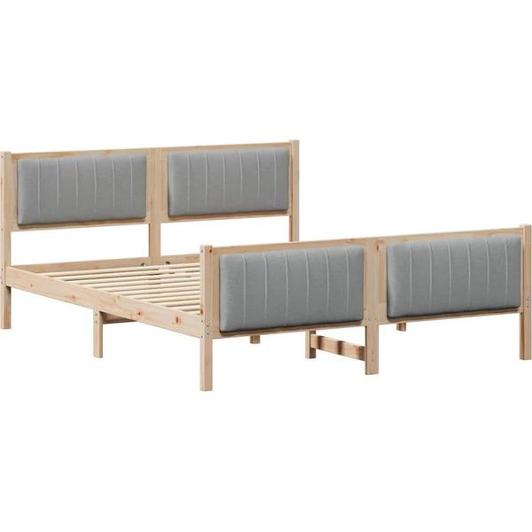 Vidaxl Struttura Letto Marrone E Grigio Chiaro 160 X 200 Cm In Legno Di Pino Massiccio-image
