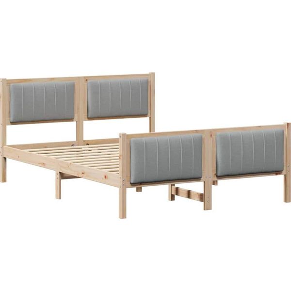 Vidaxl Struttura Letto Marrone E Grigio Chiaro 140 X 200 Cm In Legno Di Pino Massiccio-image