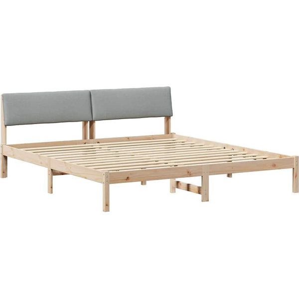 Vidaxl Struttura Letto Marrone E Grigio Chiaro 200 X 200 Cm In Legno Di Pino Massiccio-image