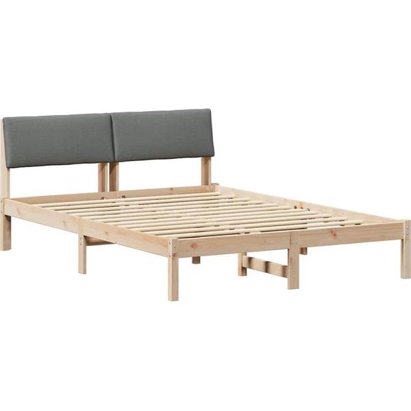 Vidaxl Struttura Letto Marrone E Grigio Scuro 140 X 190 Cm In Legno Di Pino Massiccio-image