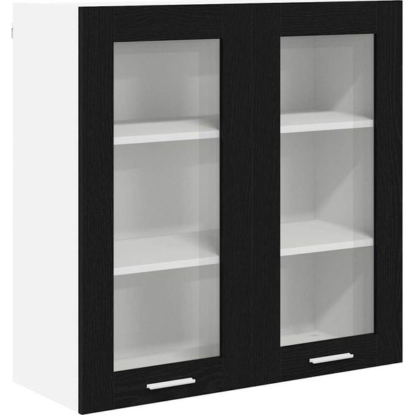 Vidaxl Armadio A Muro Look Rovere Nero 80 X 31 X 80 Cm Materiale A Base Di Legno-image