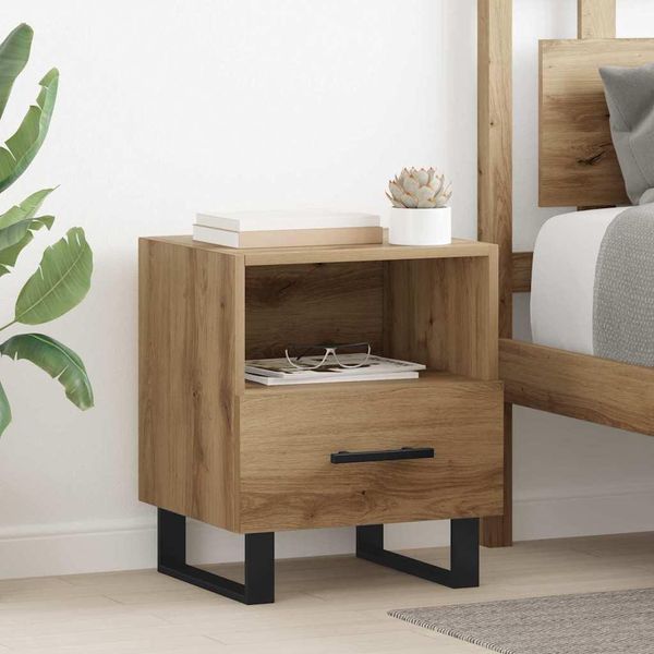 Vidaxl Comodino 2 Pezzi Rovere Artigianale 40 X 35 X 47,5 Cm Materiale A Base Di Legno-image