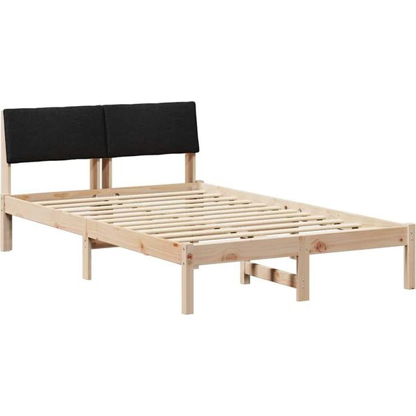 Vidaxl Struttura Letto Marrone E Nera 120 X 190 Cm In Legno Di Pino Massiccio-image