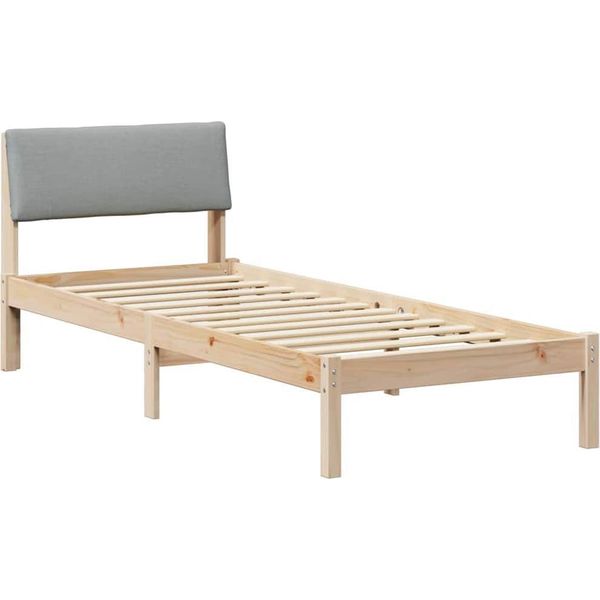 Vidaxl Struttura Letto Marrone E Grigio Chiaro 75 X 190 Cm In Legno Di Pino Massiccio-image