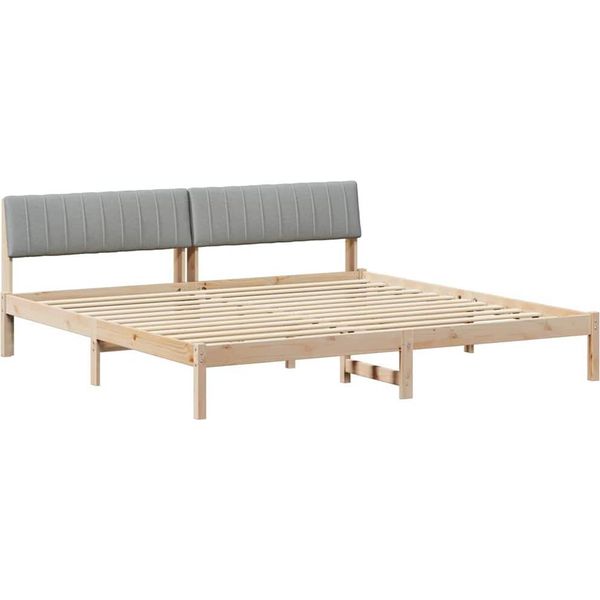 Vidaxl Struttura Letto Marrone E Grigio Chiaro 150 X 200 Cm In Legno Di Pino Massiccio-image