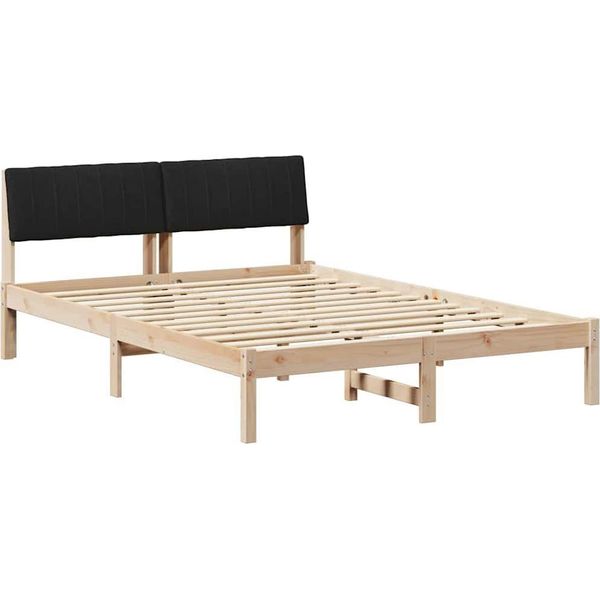 Vidaxl Struttura Letto Marrone E Nera 135 X 190 Cm In Legno Massiccio Di Pino-image