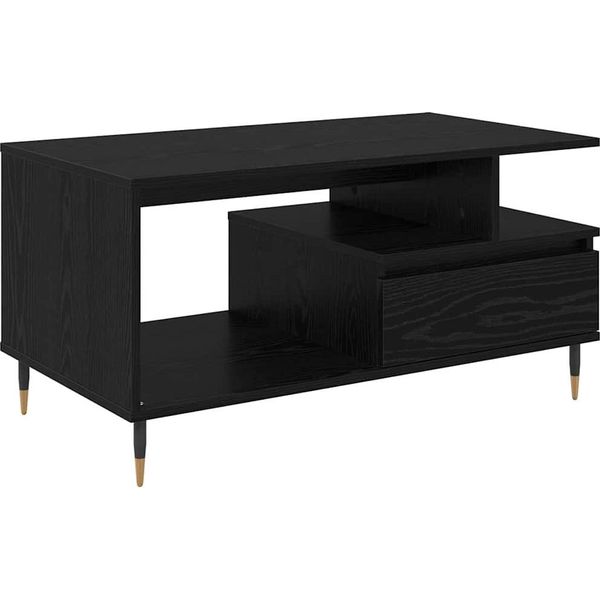 Syfax™ Tavolino Da Salotto Con Cassetto Rovere Nero 90 X 49 X 45 Cm-image