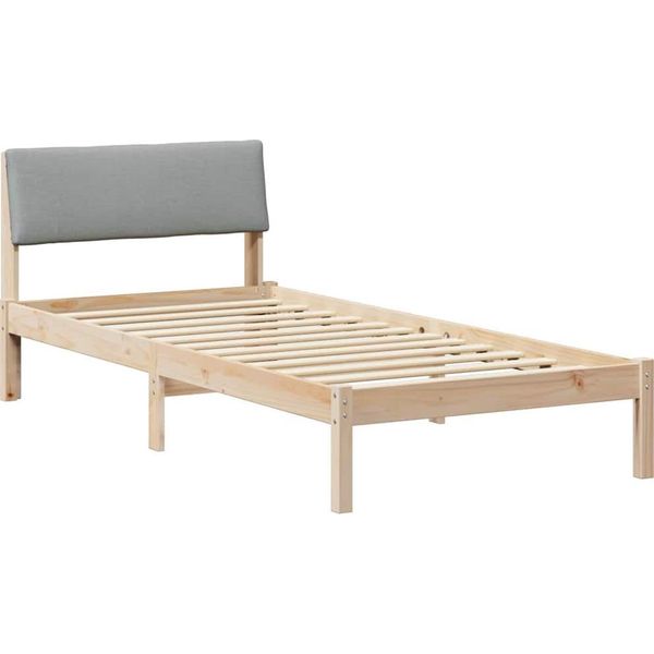 Vidaxl Struttura Letto Marrone E Grigio Chiaro 90 X 190 Cm In Legno Di Pino Massiccio-image