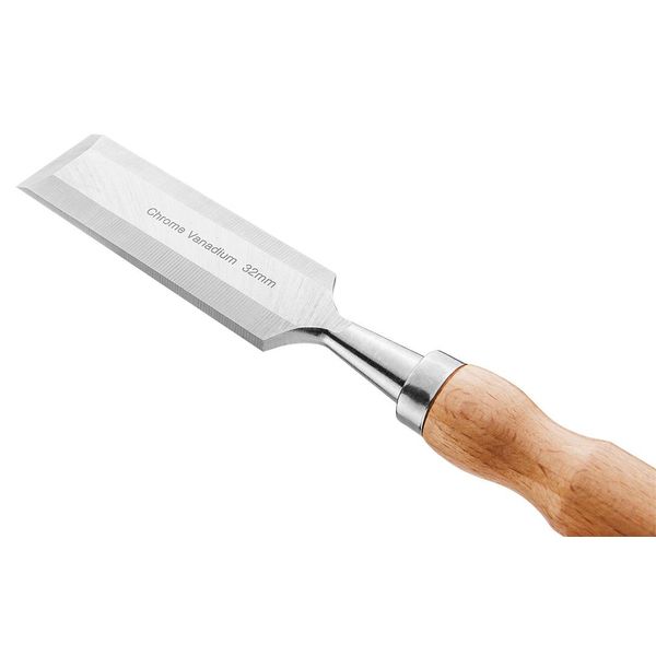 Neo Tools Scalpello Per Legno, Scalpello, Sgorbia, Larghezza Lama 10-38 Mm, Lama In Acciaio Crv, Manico In Legno Per Il Massimo Comfort, Rinforzo Antiurto (32 Mm)-image
