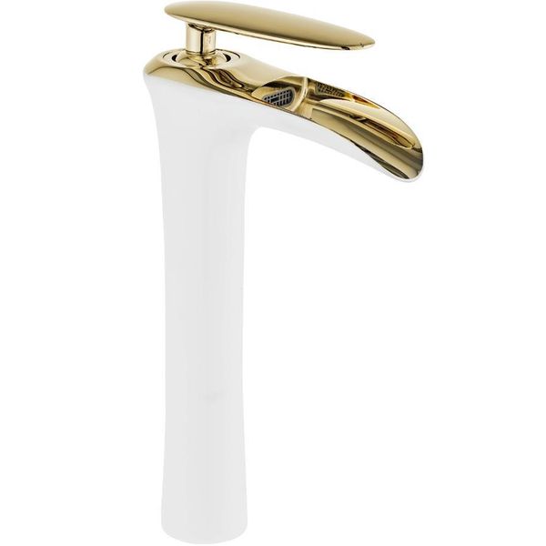 Mexen Lyra Rubinetto Lavabo Alto, Bianco/Oro - 745310-25-image