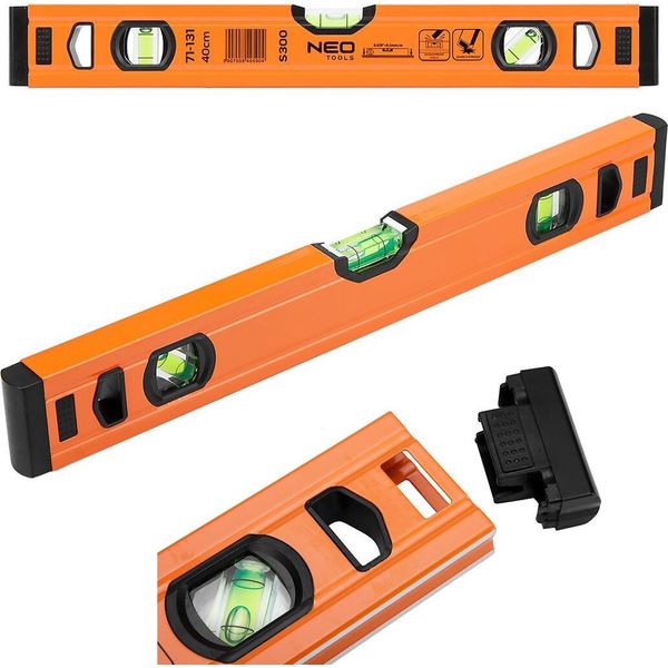 Neo Tools Livella In Alluminio, Fiala Protetta, Precisione M | Livella In Alluminio | 40 Cm-image