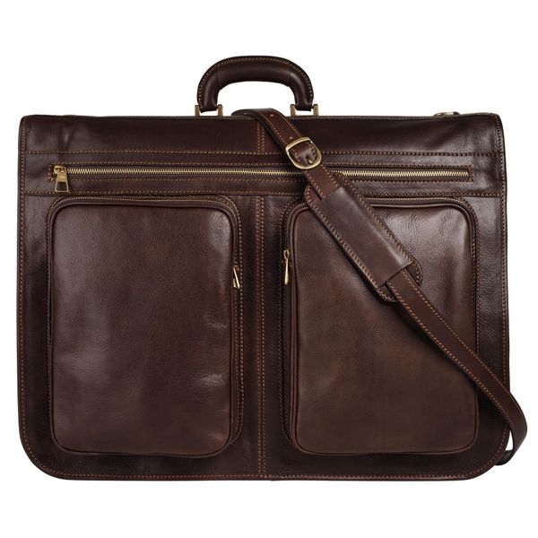 Reisetasche PikÉ, Gr. B/H/T: 56Cm X 47Cm X 14Cm Onesize, Braun (Dunkelbraun), Leder, GläNzend, Taschen Reisetasche, Echt Leder, Made In Italy-image