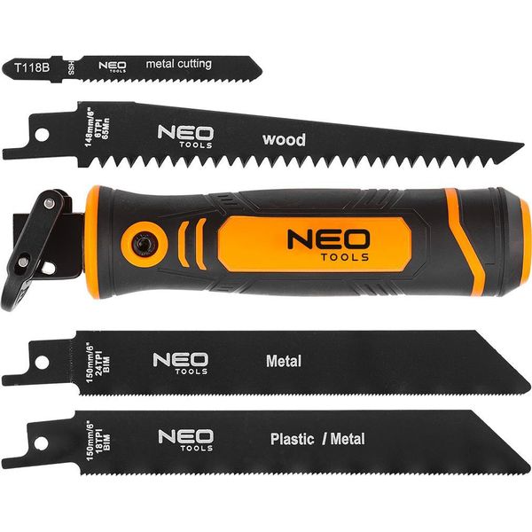 Neo Tools Manico Per Sega Con 4 Lame Per Sega Alternativa - Lama Per Sega Alternativa Per Legno, Metallo In Legno, Metallo-image