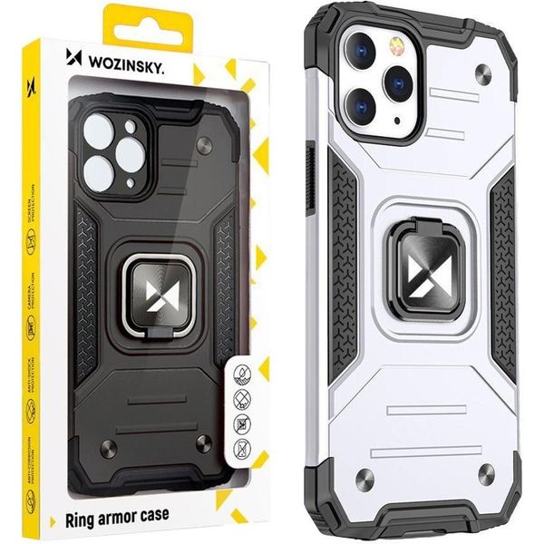 Wozinsky Anello Armatura Custodia Iphone 14 Pro Max Custodia Blindata Supporto Magnetico Anello Argento-image