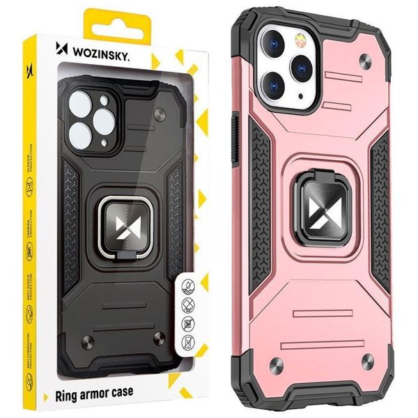 Wozinsky Anello Armatura Custodia Iphone 14 Pro Max Custodia Blindata Supporto Magnetico Anello Oro Rosa-image