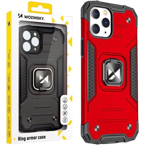 Wozinsky Anello Armatura Custodia Iphone 14 Pro Custodia Blindata Supporto Magnetico Anello Rosso-image
