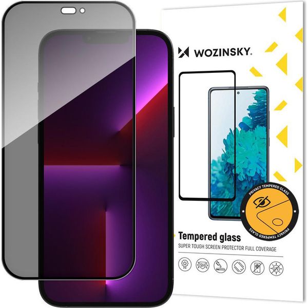 Vetro Privacy Con Filtro Anti Spionaggio Per Iphone 15 Pro Wozinsky Privacy Glass - Nero-image
