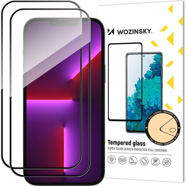 2 Pcs. Vetro Temperato A Schermo Intero Con Telaio Caso Amichevole Wozinsky Piena Colla Iphone 15 Pro Max - Nero-image