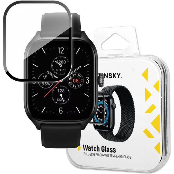 Wozinsky Colla Piena Vetro Temperato Vetro Temperato Per Xiaomi Amazfit Gts 4 9H Schermo Pieno Con Lunetta Nera-image