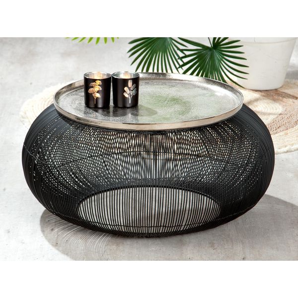 Casablanca Beistelltisch, Rund, "Puntual"", Aluminium, Schwarz, Silberfarben, , H. 31 Cm, D. 64 Cm 42681"-image