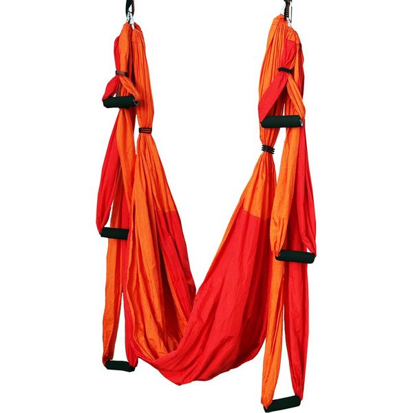 Set Di Amache Da Yoga Per L'altalena Yoga A Soffitto Amaca Aerea Di Stoffa Per Il Fitness Yoga Antigravità (Arancione + Rosso)-image