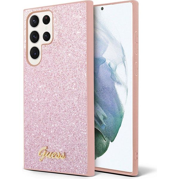 Guess Guhcs24Lhggshp S24 Ultra S928 RóżOwy/Pink Hardcase Glitter Script-image