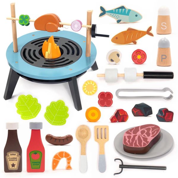 Umu® Set Barbecue A Legna 45 Pezzi - Gioco Del Barbecue Per Bambini Di 2, 3, 4 E 5 Anni-image