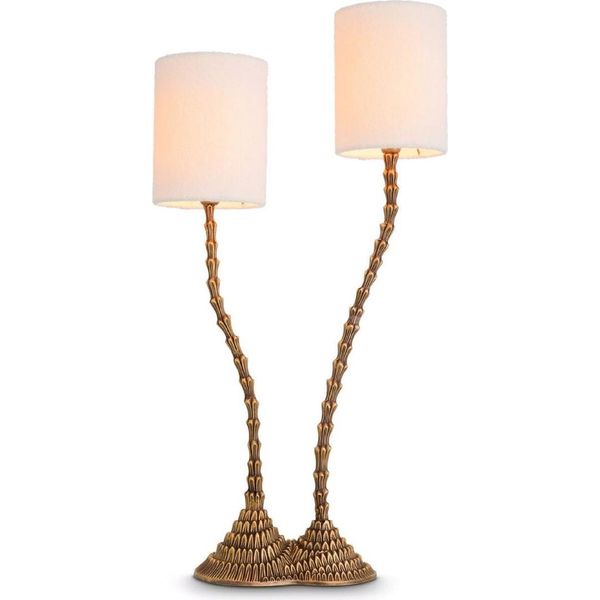 Casa Padrino Lampada Da Tavolo Ottone Vintage / Bianco 41,5 X 17,5 X H. 63 Cm - Lampade Da Tavolo - Qualità Lusso-image