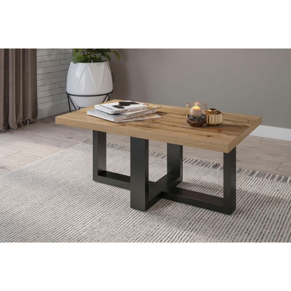 Couchtisch Home Affaire "Eko", Braun (Wotan Eiche, Schwarz), B:102Cm H:44,5Cm T:60Cm, Tische, Eckige Couchtische Couchtisch, Breite 75Cm Bzw. 102Cm-image