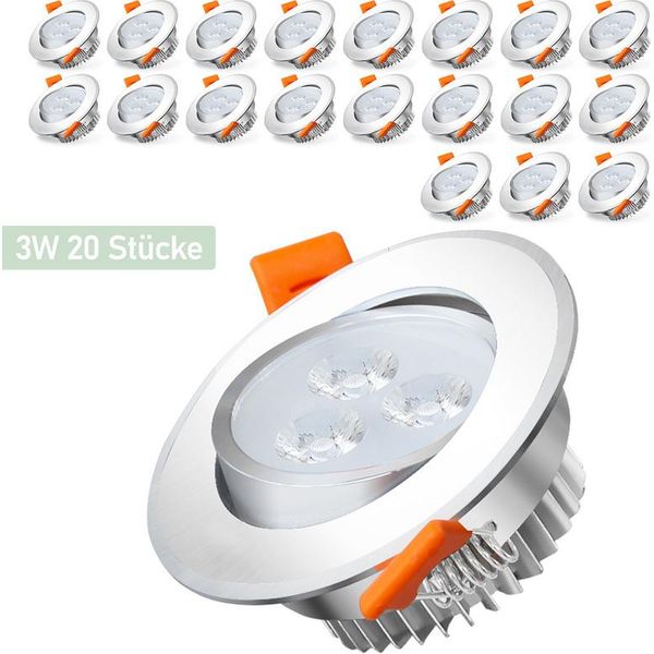 Tolletour 20X 3W Bianco Caldo Led Faretti Da Incasso Faretti Da Soffitto Led Spot Da Soffitto Faretti Da Soffitto Faretti Da Incasso Luci Da Incasso Per Bagno Cucina Camera Da Letto-image