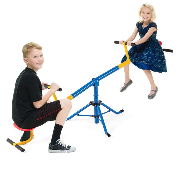 Costway Altalena A 2 Posti, Altalena Da Giardino Girevole A 360°, Altalena Per Bambini Fino A 60Kg Caricabile, Altalena Girevole Per Bambini In Metallo Ideale Per Bambini 3-8 Anni-image
