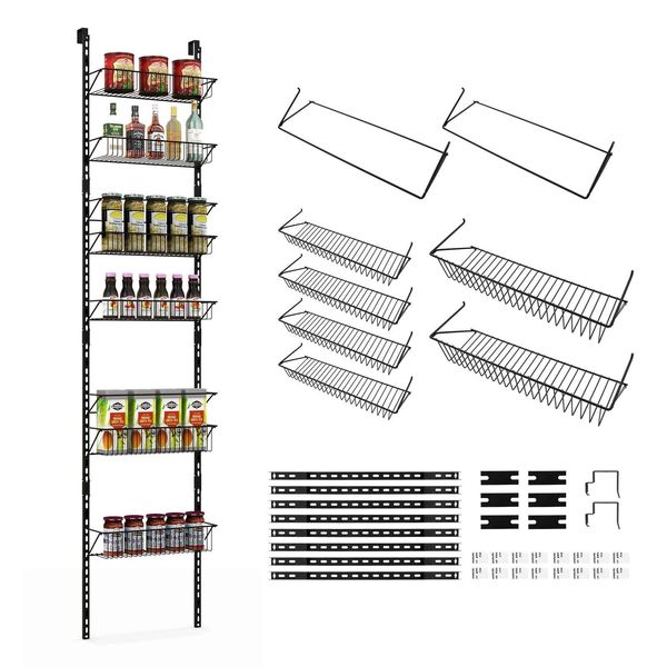 Organizzatore Pensile Costway, Contenitore Pensile Con 6 Ripiani E Ganci Regolabili In Altezza, Da Montare Sopra La Porta O A Parete, Scaffale Pensile Per Cucina, Guardaroba, Bagno, Soggiorno-image