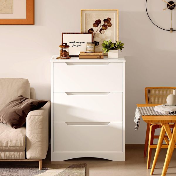 Cassettiera Bealife Con 3 Cassetti, Mobile, Credenza, 62X41X82Cm, Bianco-image