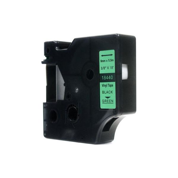 Jetworld Nastro Di Ricambio Dymo Rhino Nero Su Verde 9 Mm X 5,5 M, Vinile (18440)-image
