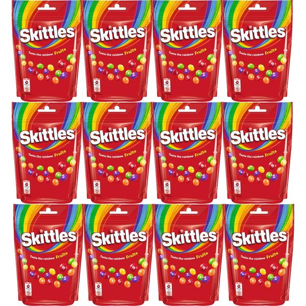 Skittles Fruits, Caramelle Gommose Ricoperte Di Zucchero, Delizia Per La Frutta 136 G, Confezione Da 12 Pz-image