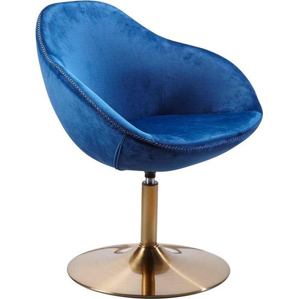 Wohnling Sedia Sarin Velluto Blu / Oro 70X79X70 Cm Sedia Da Ufficio Di Design | Sedia Da Club Sedia Imbottita Con Braccioli | Sedia Da Ufficio Sedia Da Cocktail Sedia Lounge | Sedia Da Bar-image
