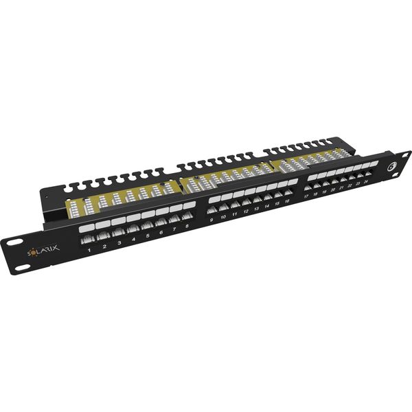 Solarix Patch Panel 24 X RJ45 CAT6 Utp S Vyvazovací LišTou 1U SX24L-6-UTP-BK-N-image