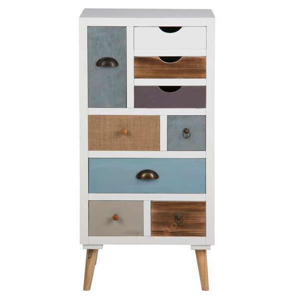 Cassettiera Thames Bianca Con 9 Cassetti Multicolori. Consegnata Completamente Montata.-image