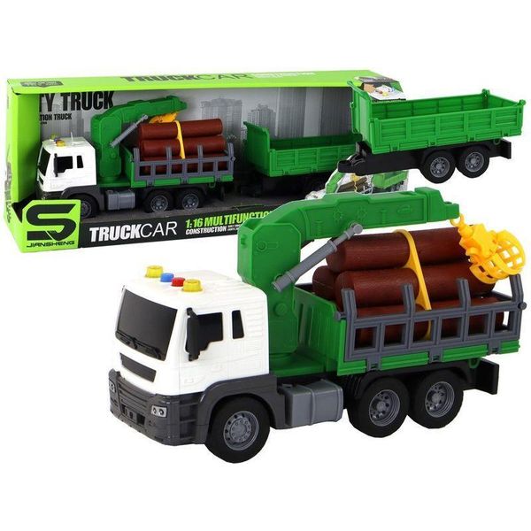 Camion Con Trattore E Gru A Braccio Mobile Effetti Sonori Legno-image